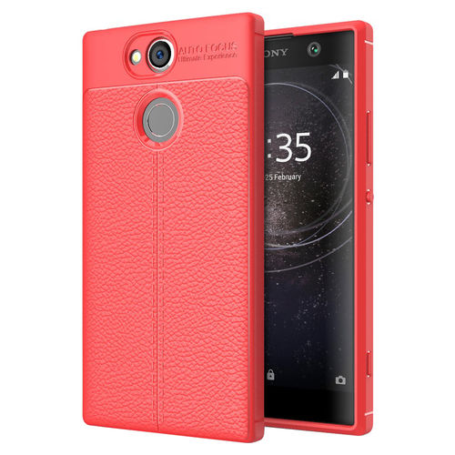 Flexi Slim Litchi Texture Case for Sony Xperia XA2 - Red Stitch